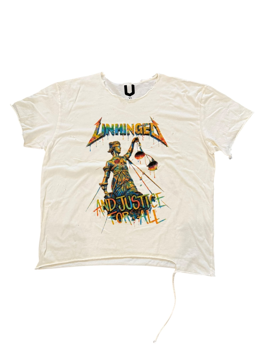 UNHINGED And Justice For All Distressed Tee (Cream) - 1 of 1
