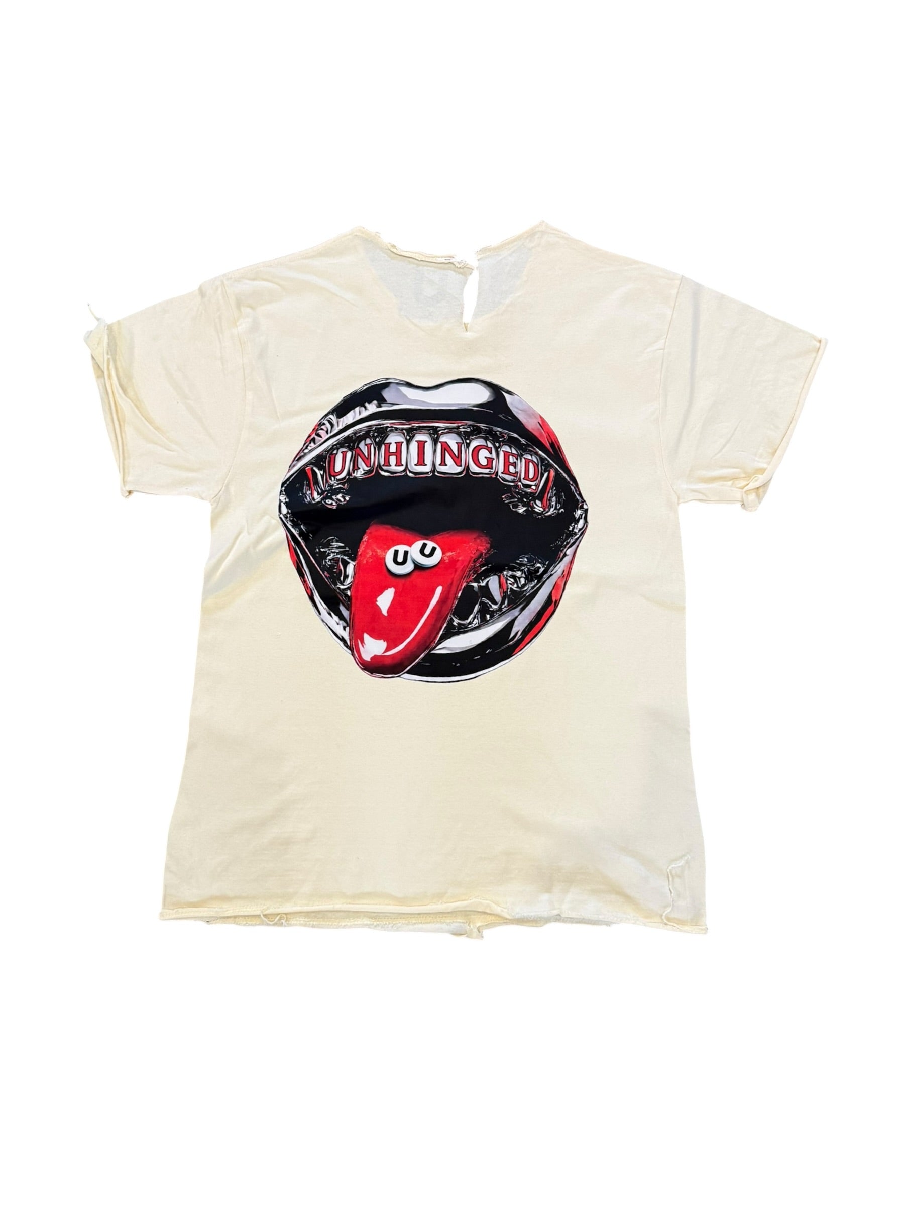 UNHINGED Selfcut Distressed Tee (Cream) - 1 of 1