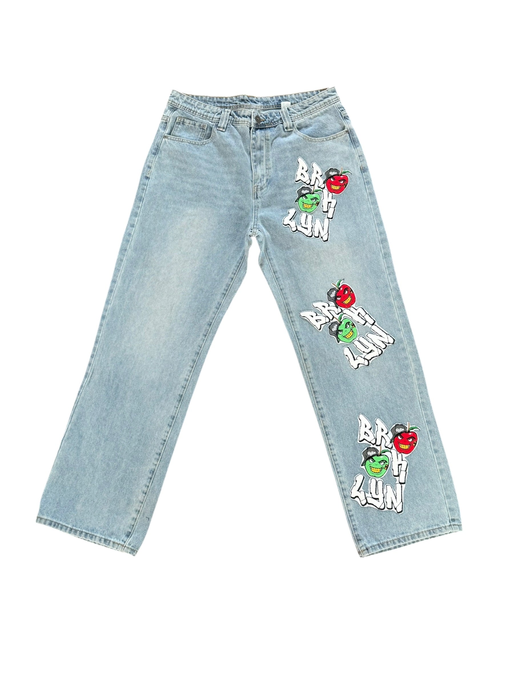 Brooklyn Apple Patch Jeans (Light Blue Wash) - 1 of 1